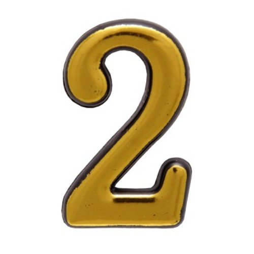 Цифра дверная АЛЛЮР ''2'' Большая  пластик на клеевой основе  ЗОЛОТО /6969