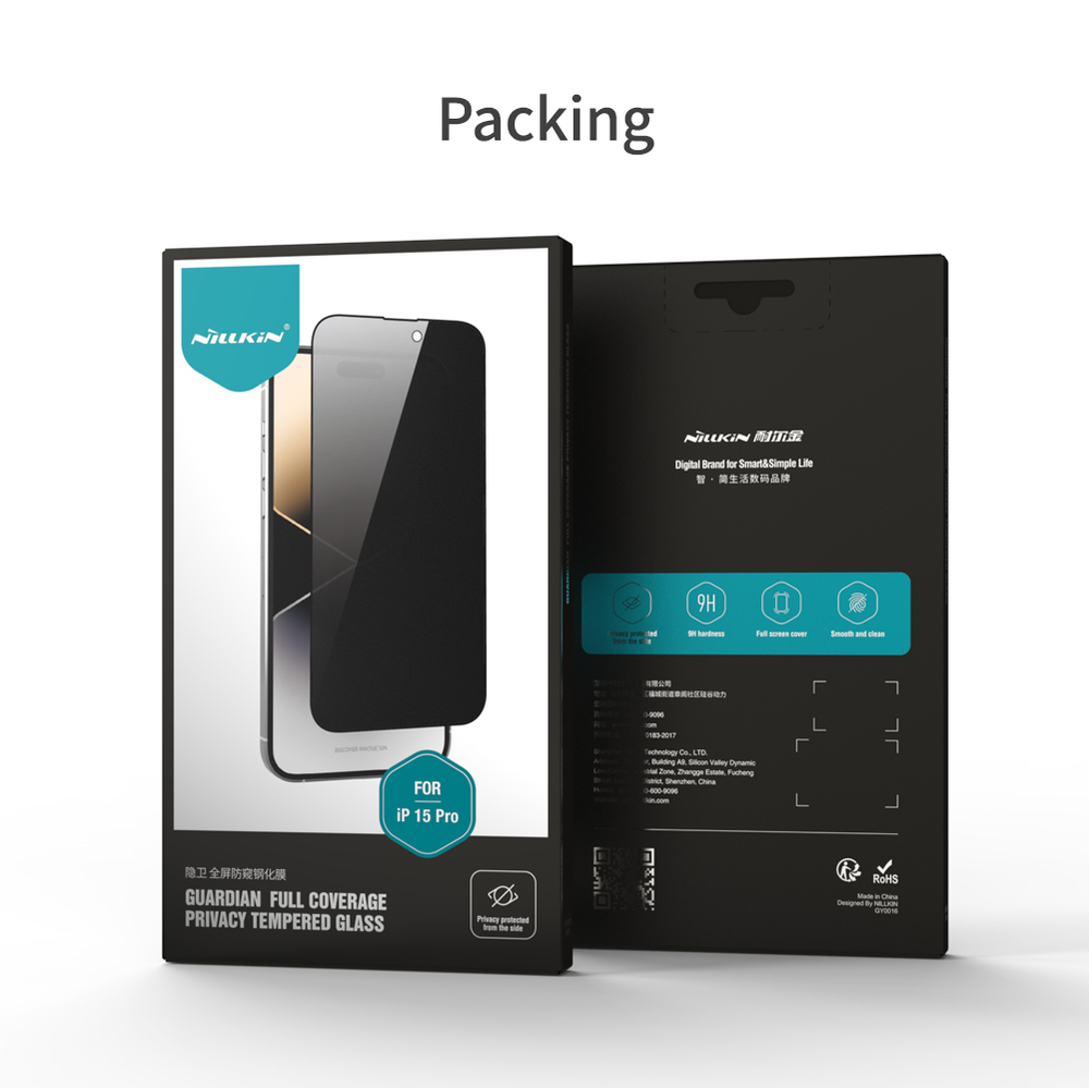 Стекло "Антишпион" от Nillkin для смартфона iPhone 15 Pro, серия Guardian Privacy Tempered Glass Screen Proetector