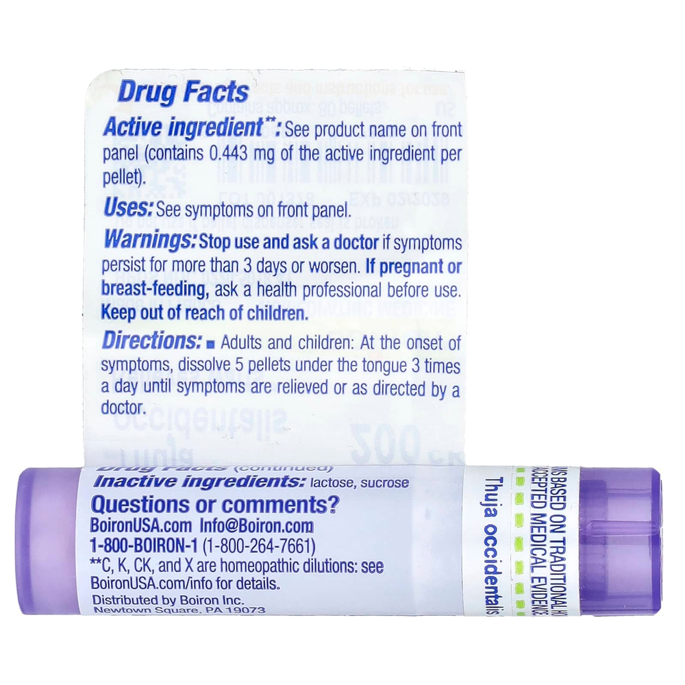 Boiron, Thuja Occidentalis, 200CK, от бородавок, прибл. 80 гранул