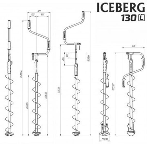Ледобур ICEBERG-EURO 130L-1300 v3.0 левое вращение (LA-130LE) Тонар