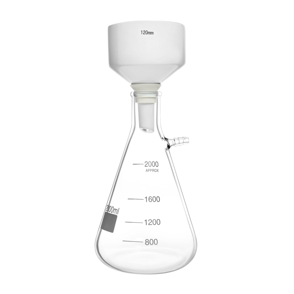 Набор: колба Бунзена 2000 мл, воронка Бюхнера 120 мм, прокладка.