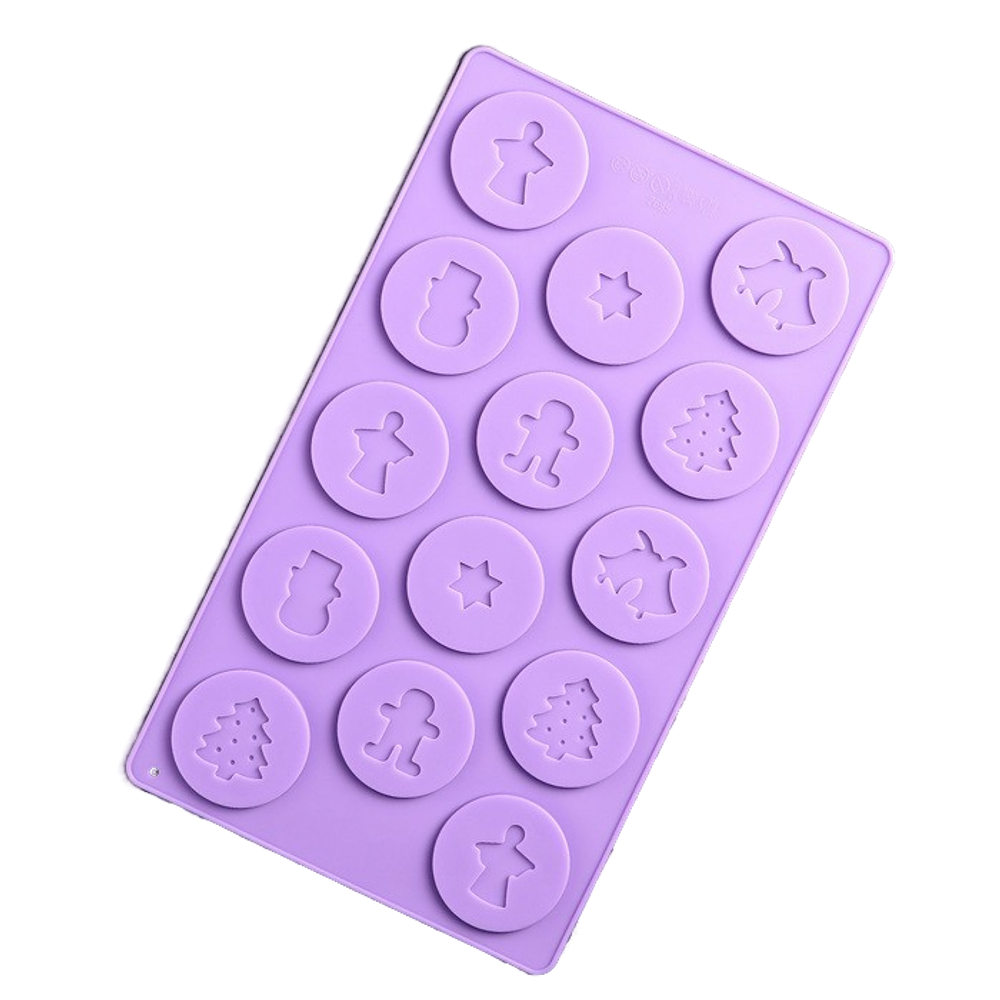 Форма силиконовая для льда и шоколада Доляна «Новогодние кружочки», 29,8×17,5 см, 14 ячеек (d 5 см)