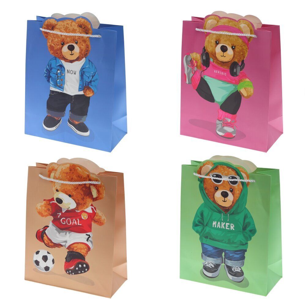 GAEM Пакет подарочный M (бумага 210г/м2, блок 12шт), L26 W12 H34,5 см, 4в.