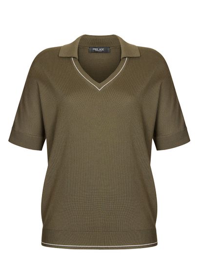 Женская футболка цвета хаки из шелка и вискозы - фото 1
