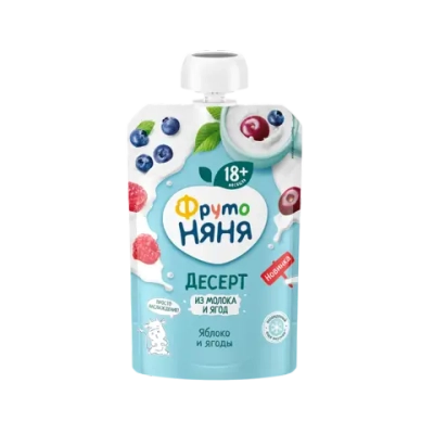 Фрутоняня пауч Десерт из яблок и ягод 90г с 18 месяцев