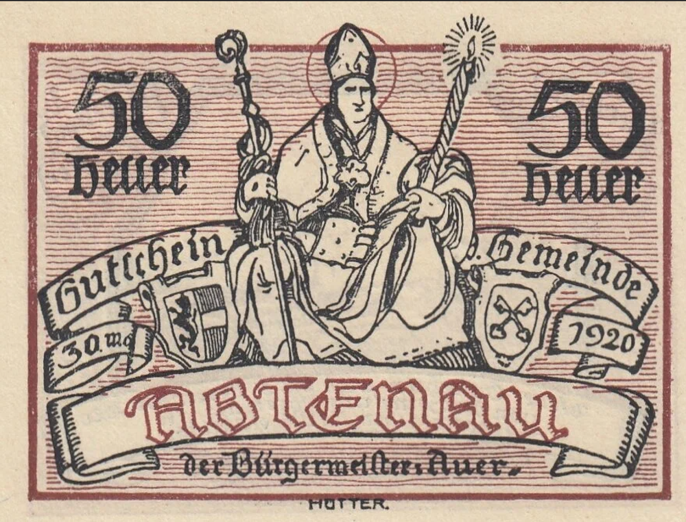 Австрия 50 геллеров 1920 Абтенау aUNC