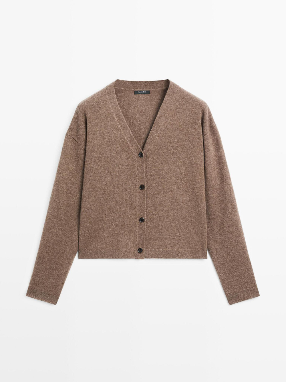 Massimo Dutti Кардиган из смесовой шерсти с V-образным вырезом, карамельный