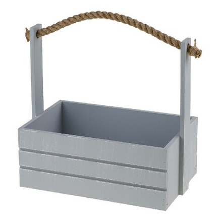 Ящик (дерево) 30x19xH29см с ручкой (Серый)