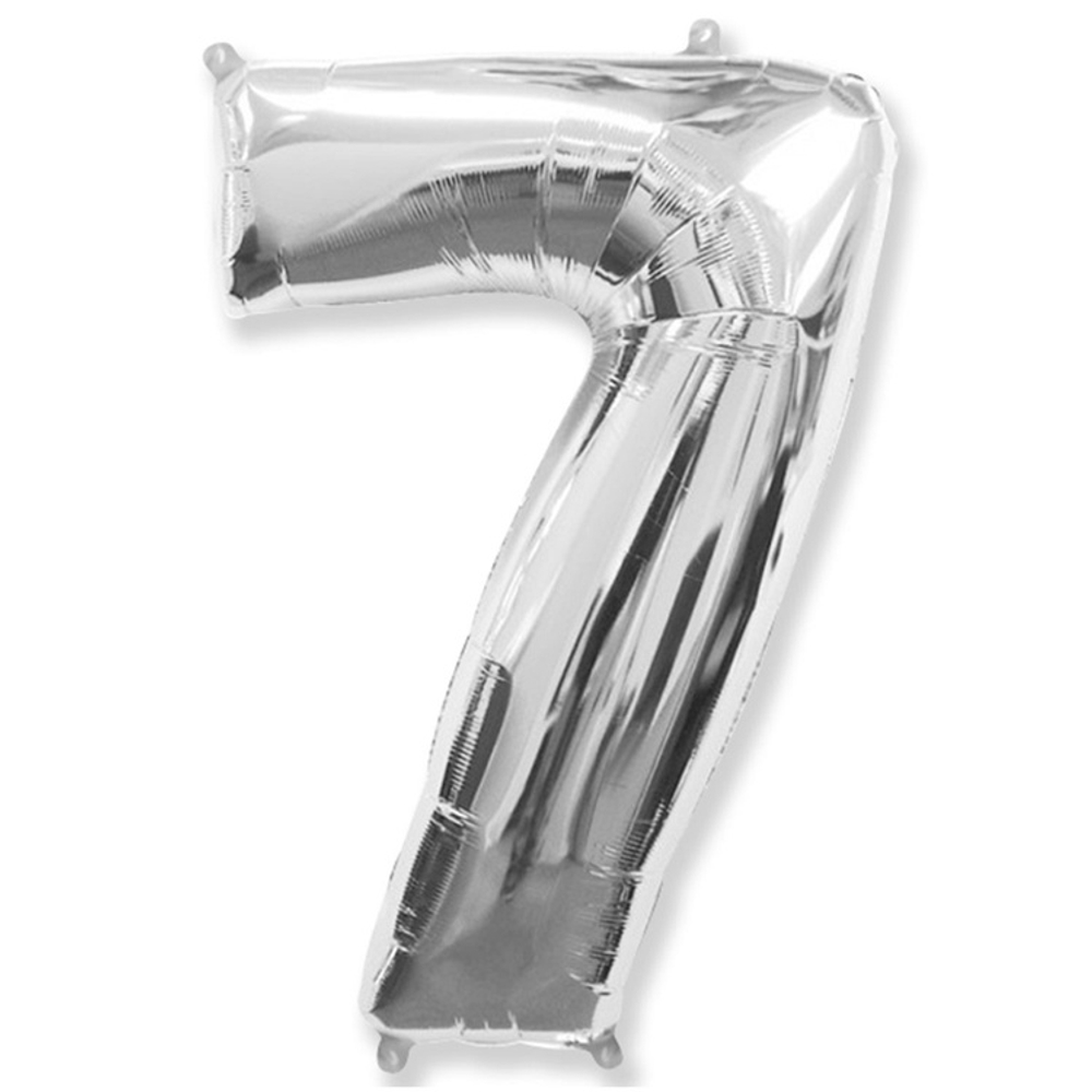 Шар фольгированный Цифра 7 100 см (Серебряный)