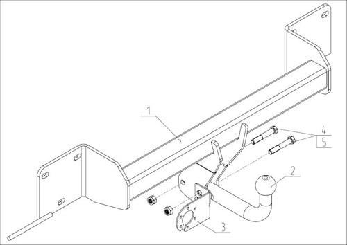 Фаркоп на BMW X1 E84 2009-2015 без выреза бампера. Тип шара: A. Нагрузки: 1600/75 кг, BM 04