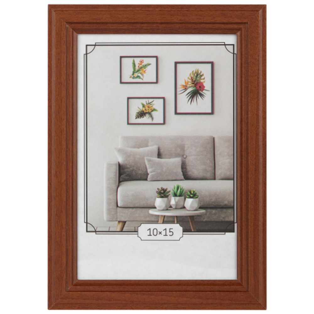 Фоторамка Image Art С22 МДФ универсальная 10х15 цвет красное дерево вставка прозрачный пластик | Image Art