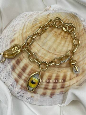 Браслет Скиап. с подвесками матовое золото