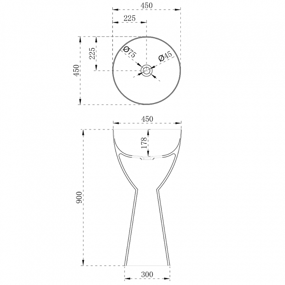 Раковина Abber Stein 45 AS2507 Белая матовая