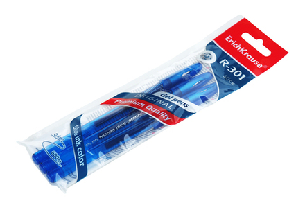 Ручка гелевая "Original Gel" Erich Krause синяя 0.5мм корпус синий пластиковый R-301 В наборе 3 шт Цена за 1 шт