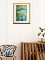 Картина авторская маслом на холсте в паспарту 40х50 см на стену для интерьера "Полевые цветы"