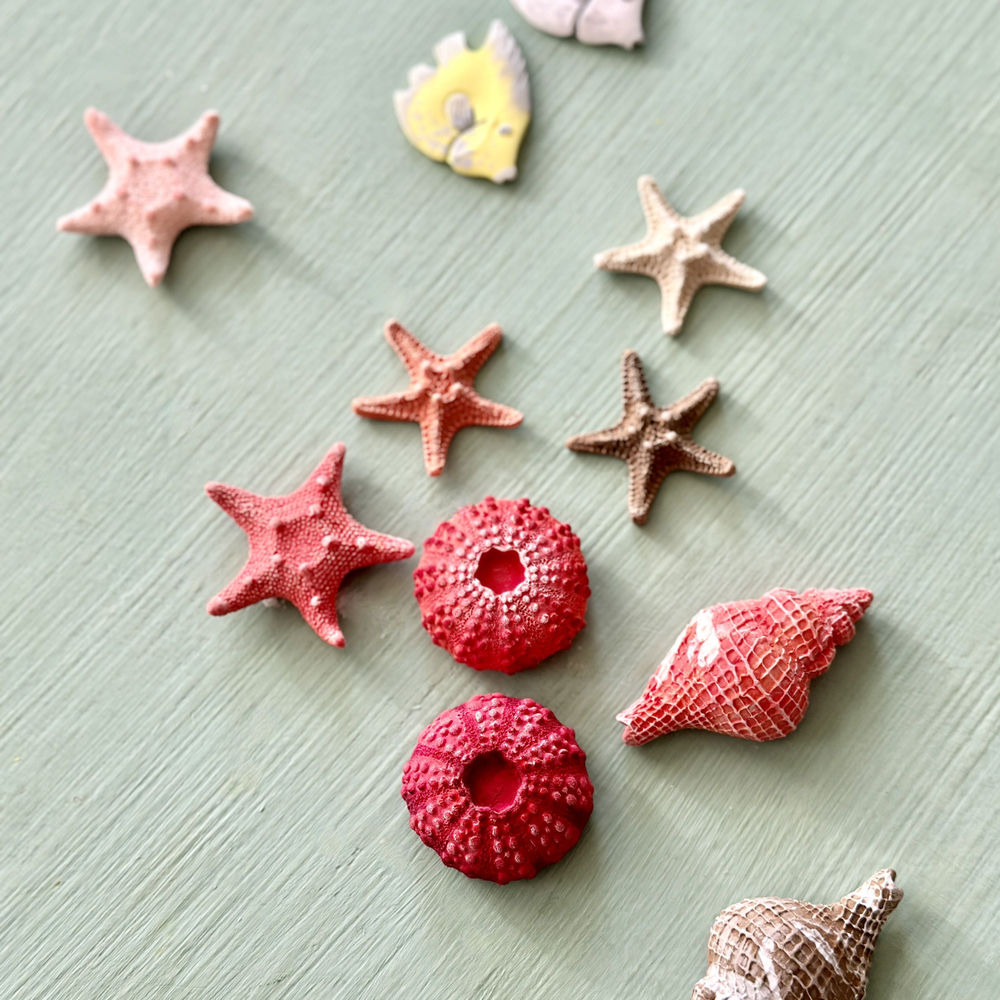 Молд силиконовый для творчества "Морские звезды и Рыбка" / форма для лепки из полимерной глины, пластилина, гипса, воска и мыла