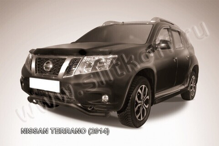 Защита переднего бампера Nissan Terrano (2014-2023) d57 волна серебристая
