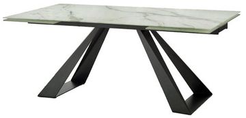 Стол FONDI 180 MARBLES KL-99 Белый мрамор матовый, итальянская керамика/ черный каркас
