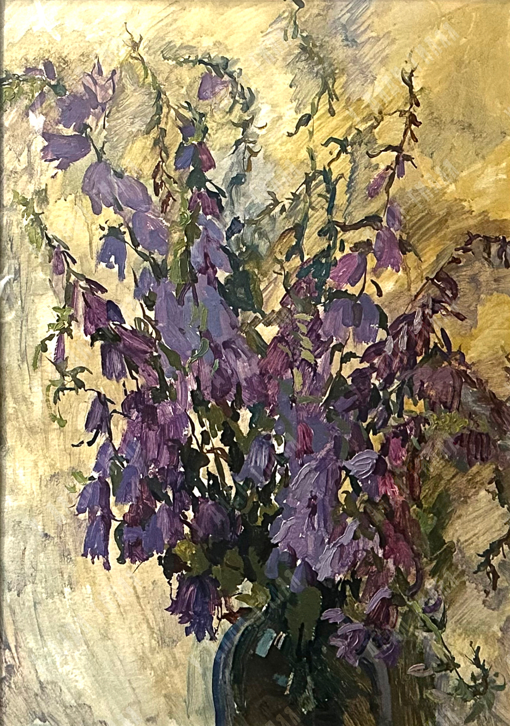 Сухомлинова Е. С. (1931–2017). Натюрморт с наперстянкой. Картон, масло СССР. 1970-е гг.