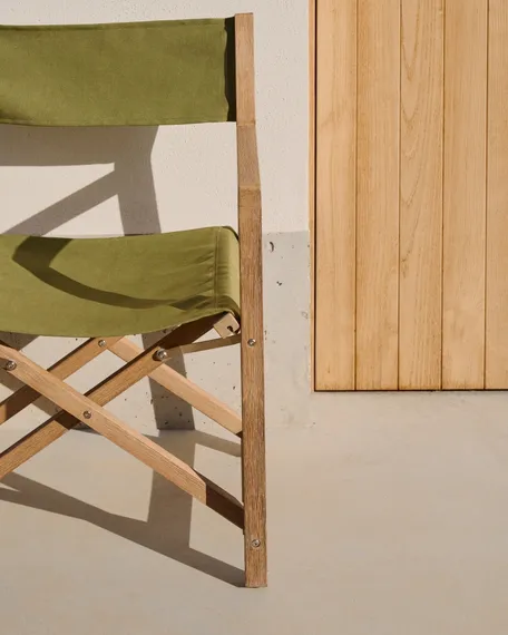Складной стул Vilara для улицы из акации и текстиля зеленого цвета