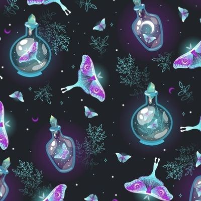 Волшебный паттерн с колбочками и мотыльками