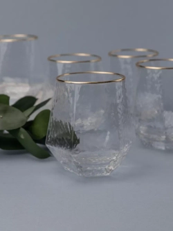 Набор шестигранных бокалов с рифленым стеклом 6 шт 300 мл.