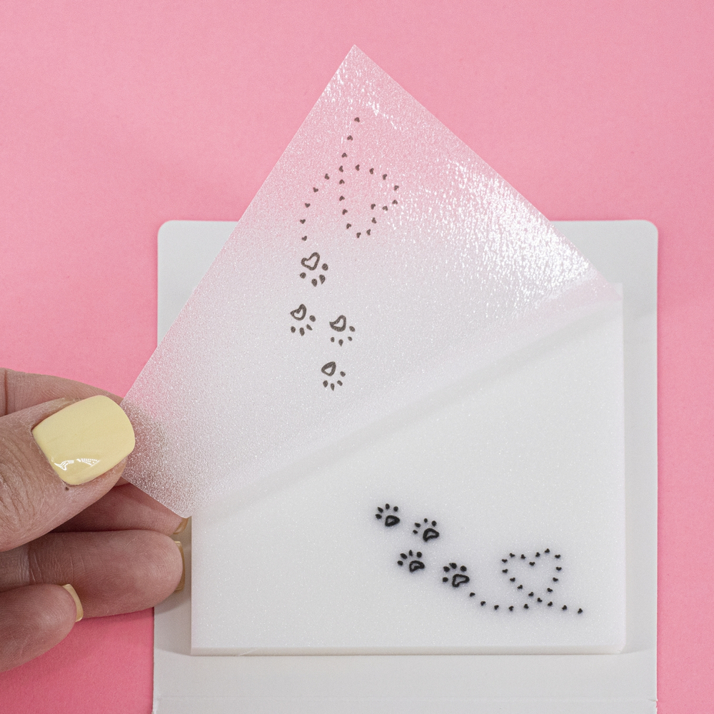 Прозрачные стикеры для заметок с клеевым краем, Alingar, 75 х 75 мм, 50 л., покрытие starlight touch, "Cat's HEART", фиолет, водонепрониц., европодвес