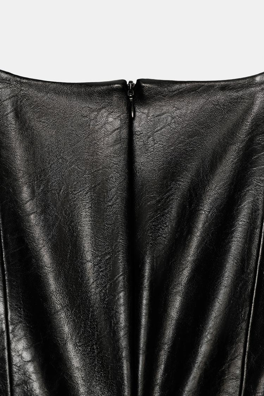 ZARA ТОП ИЗ ИСКУССТВЕННОЙ КОЖИ С РЕМНЕМ, ЧЕРНЫЙ