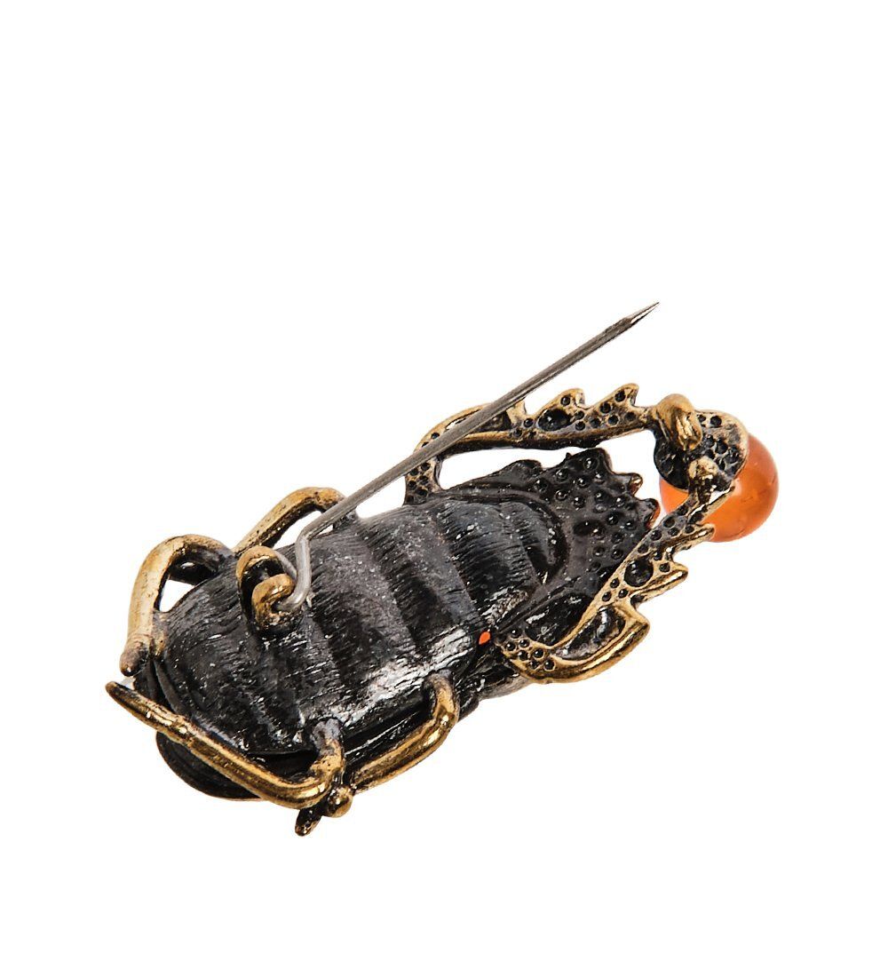AM-2846 Брошь «Жук скарабей» (латунь, янтарь)
