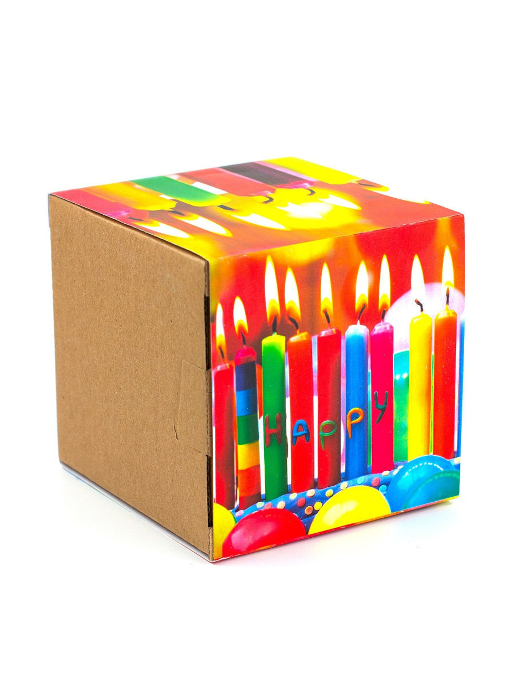 Кружка подарок сувенир на день рождения "Happy birthday!", с принтом празднечные свечи