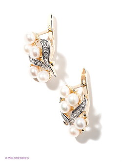 "Книра" серьги в золотом покрытии из коллекции "Очарование" от Jenavi с английским замком