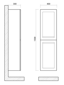 PLATINO Шкаф подвесной с двумя распашными дверцами, Черный матовый , 400x300x1500, AM-Platino-1500-2A-SO-NM