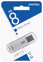 Флеш-диск 8 GB, SMARTBUY V-Cut, USB 2.0, металлический корпус,серебристый, SB8GBVC-S
