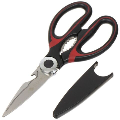 Ножницы кухонные, навеска, 21х9.5х1.5 см, красн, Daniks, JA20190613-R