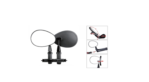 Зеркало заднего вида EasyDo, левое, крепление в руль 17-24.5мм, прямое, складное, 80х115мм, пластик, черное