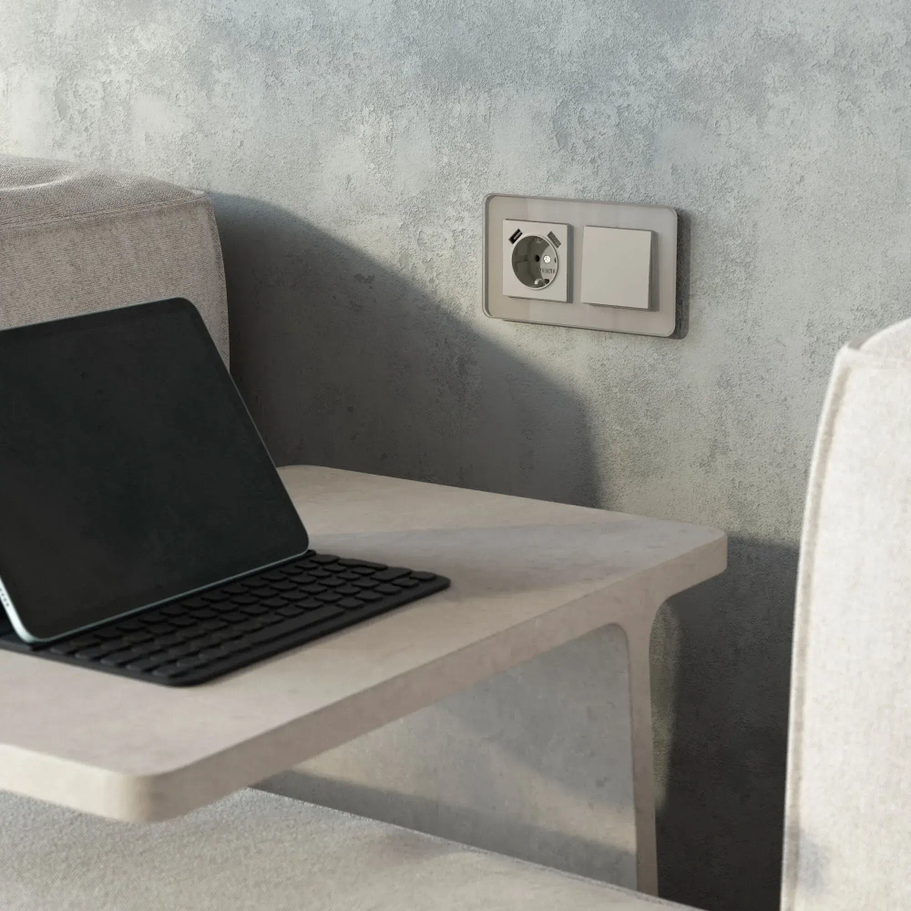 Выключатель одноклавишный проходной (дымчатый) W1212004