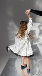 Платье из фланели с длинным рукавом «Париж», цвет белый с сердечками