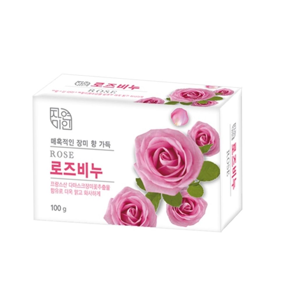 Успокаивающее и увлажняющее туалетное мыло с экстрактом дамасской розы MUKUNGHWA Rose Beauty Soap, 100 гр.