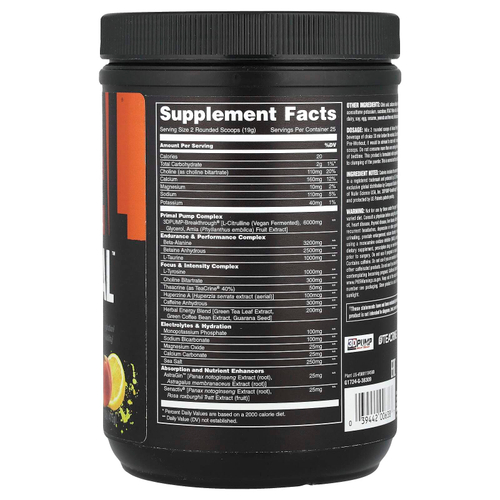 Animal, Порошок Primal ™ перед тренировкой, персиковый, 475 г (1,04 фунта)