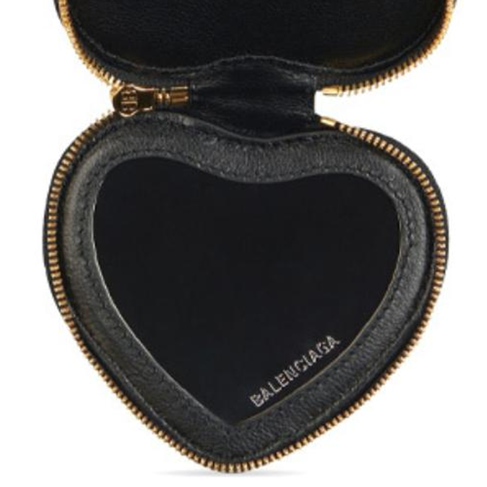 Balenciaga Grain Cow Leather Key Ring Key Pouch Women"s Black