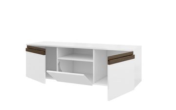 Тумба ТВ ПМ-311.11 исп.3  Кедр Черный/Белый глянец