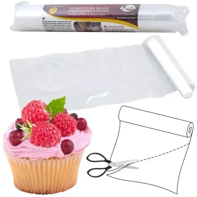 Кондитерские мешки одноразовые в рулоне 10 шт. 45*23 см 70 мкм