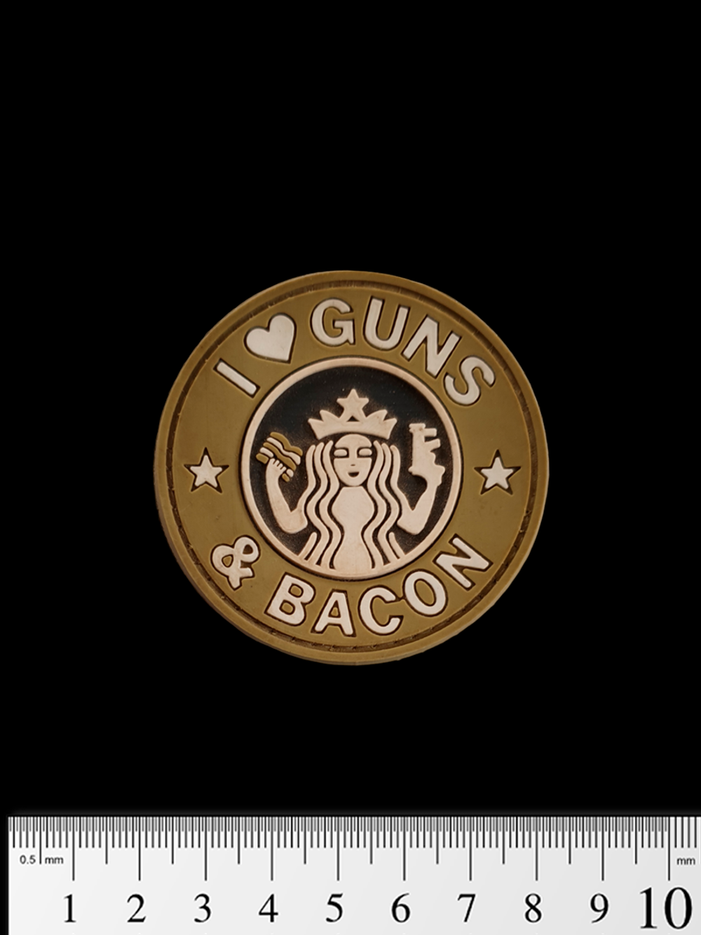 Шеврон I Love Guns & Bacon PVC. Койот