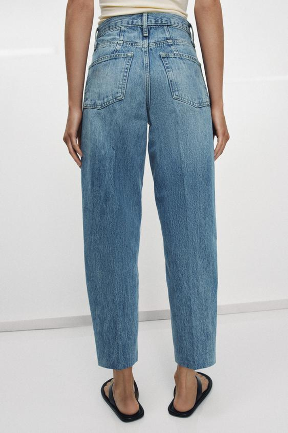 ZARA ДЖИНСЫ BARREL С ВЫСОКОЙ ПОСАДКОЙ — ZW COLLECTION, ВЫЦВЕТШИЙ СИНИЙ