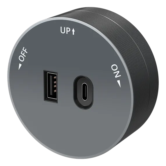 MULTITRACK Розетка 2хUSB (тип А+С) 18 Вт, 5 В/3 А ГРАФИТ