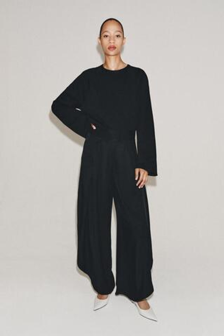 ZARA БРЮКИ С РАЗРЕЗАМИ — ZW COLLECTION, ЧЕРНЫЙ