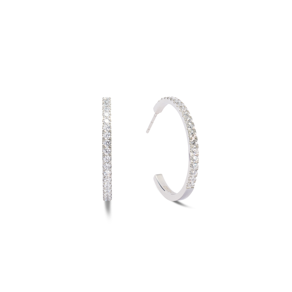 Серьги Hoop Crystal-Silver 30мм Coeur de Lion