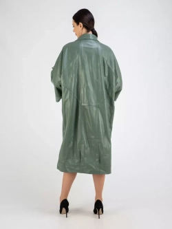 Кожаный плащ длинный пальто оверсайз