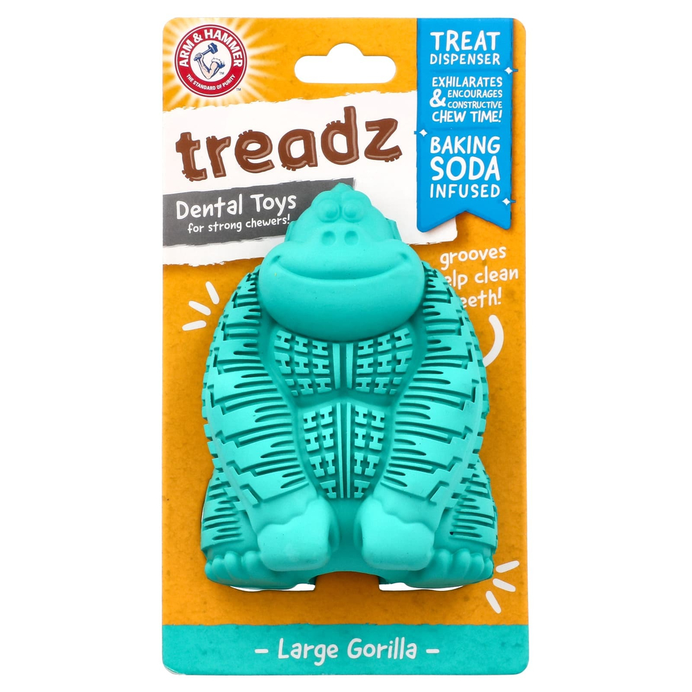 Arm & Hammer, Treadz, стоматологическая игрушка для массажа десен, большая горилла, 1 шт.