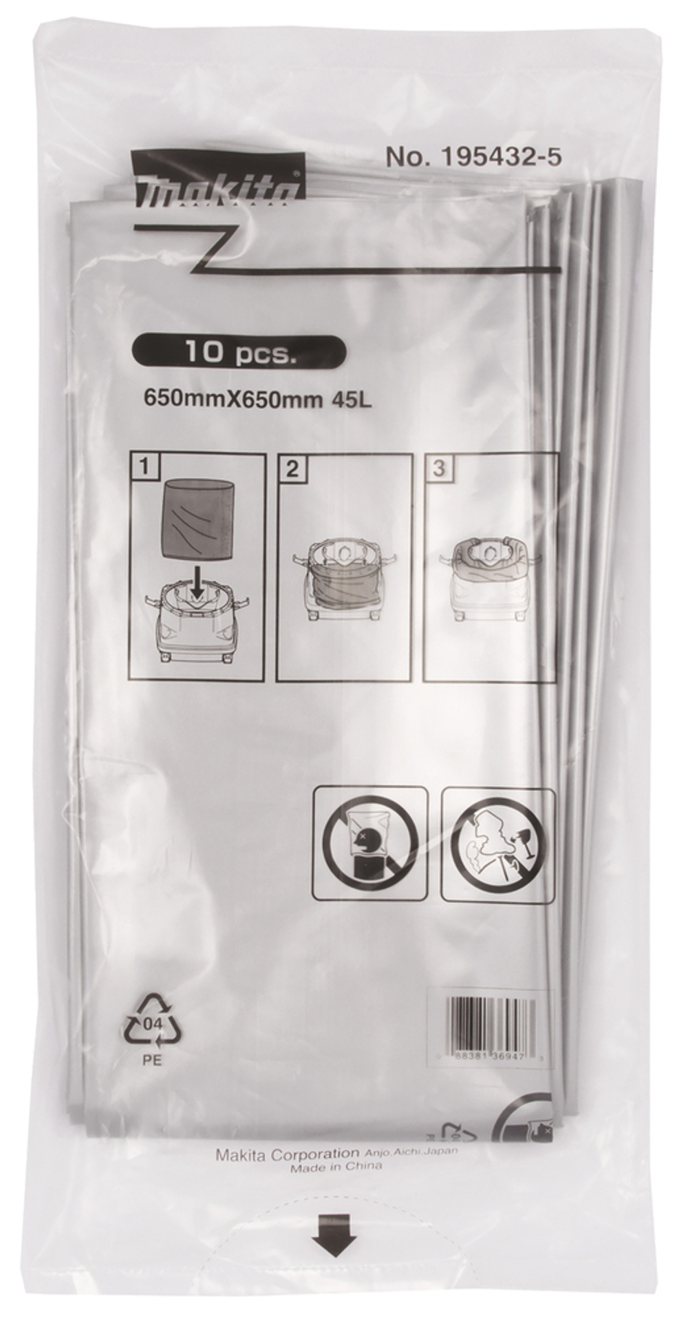 Makita Мешок полиэтиленовый 45л. для DVC860L/DVC864L 10шт. 195432-5 45 л 10 шт.